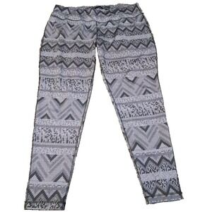 Danskin ‎ Size XL Elastic Waist Tie Black, Gray, and White Design Leggings 16-18